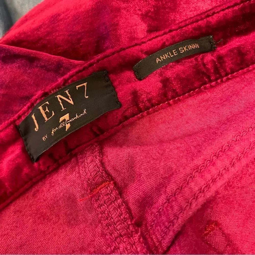 JEN7 by 7 For All Mankind Crushed Velvet Ankle Skinny Jeans Pants Size 4 - Picture 7 of 8